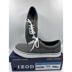 Izod Men's Rangley Canvas Memory Foam Gray Lace Up Sneaker Shoes Size 12